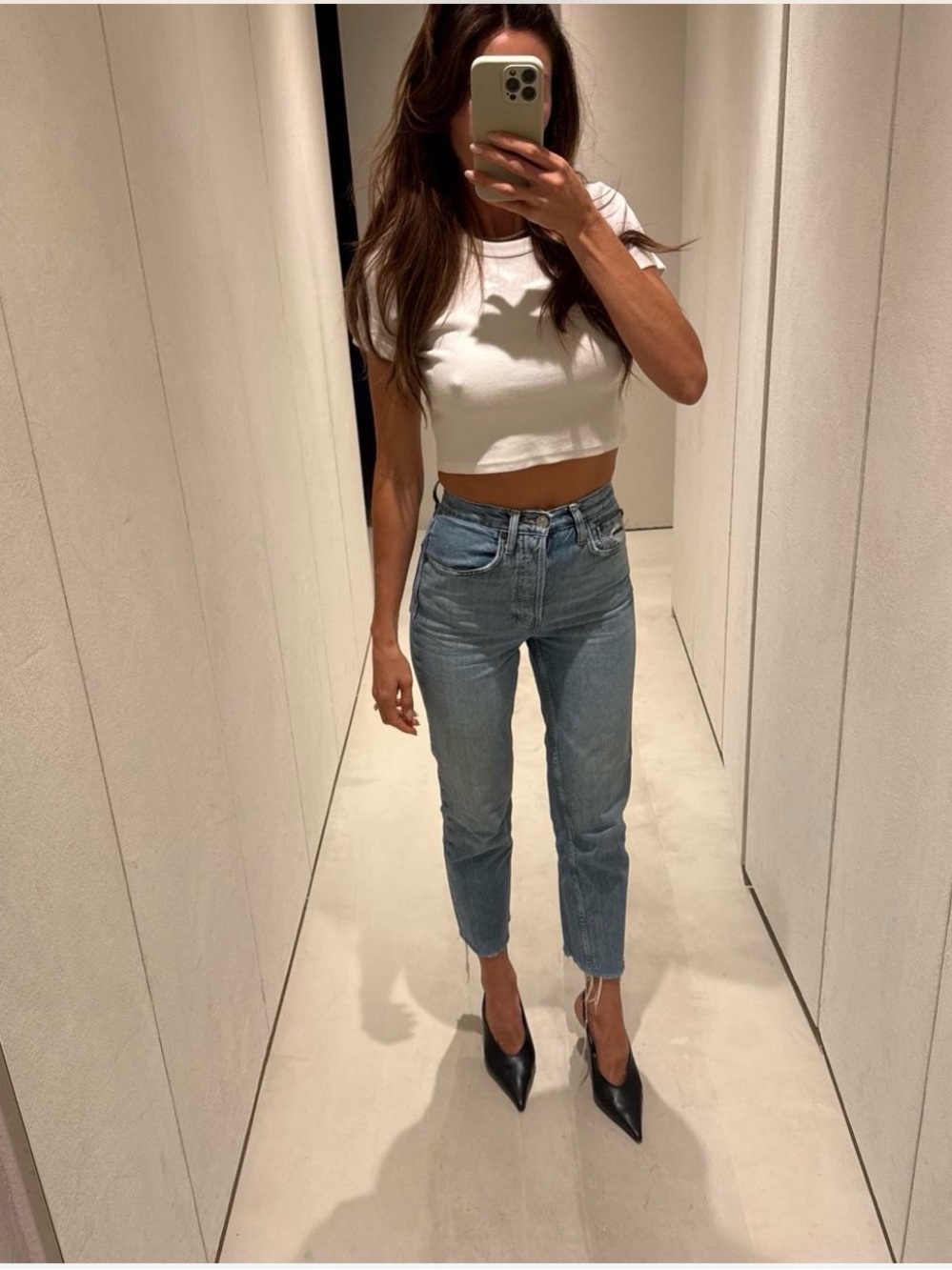 Re/Done Light Blue High-Rise Cropped Jeans